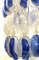 Long Mid-Century White Blue Chandelier in Murano Glass, 1970 3