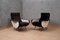 Italian Fabric Lounge Chairs in Black and White, 1950, Set of 2, Image 10
