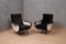 Italian Fabric Lounge Chairs in Black and White, 1950, Set of 2 5