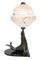 Lámpara de mesa francesa Art Déco con león marino y bola de alabastro, años 30, Imagen 1