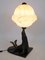 Art Déco French Sea Lion Table Lamp with Alabaster Ball, 1930s 3