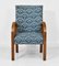 Small Art Deco Bent Oak Armchair in Teal Cloud Form Fabric, 1930s 3