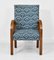 Small Art Deco Bent Oak Armchair in Teal Cloud Form Fabric, 1930s, Image 3