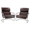 Czechoslovakia Tubular Cantilever Lounge Chairs in Leather, 1940s, Set of 2 1