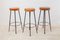 Mid-Century Brutalist Wrought Iron Bar Stools, 1970s, Set of 3 2