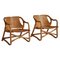 Modern Danish Manilla Lounge Chairs in Bamboo Rattan and Saddle Leather, 1960s, Set of 2 1