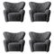Anthracite Sheepskin The Tired Man Lounge Chair from by Lassen, Set of 4, Image 1