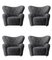 Anthracite Sheepskin The Tired Man Lounge Chair from by Lassen, Set of 4 2