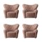 Fauteuil The Tired Man en Peau de Mouton Sahara de par Lassen, Set de 4 2