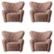 Fauteuil The Tired Man en Peau de Mouton Sahara de par Lassen, Set de 4 1