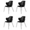 Black Leather Chairs from by Lassen, Set of 4 1