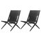 Black Stained Oak and Black Leather Saxe Chairs from by Lassen, Set of 2 1