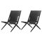 Chaises Saxe en Chêne Teinté Noir et Cuir Noir de par Lassen, Set de 2 1