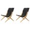Natural Oiled Oak and Black Leather Saxe Chairs from by Lassen, Set of 2 1
