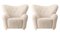 Moonlight Sheepskin The Tired Man Lounge Chair from by Lassen, Set of 2 2