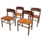Mid-Century Italian Dining Chairs in Wood and Leather, 1960s, Set of 4 1