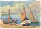 Harry Urban, Barques à Rimini, Italie, 1952, Watercolor on Paper 1