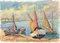 Harry Urban, Barques à Rimini, Italie, 1952, Watercolor on Paper, Image 1