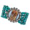 Bracelet en Or Rose 14 Carats et Argent avec Turquoise, Tsavorite, Diamants et Pierre 1