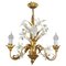 Florentine Gilt Metal Chandelier with White Lily Flowers 1