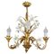 Florentine Gilt Metal Chandelier with White Lily Flowers, Image 1