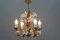Lámpara de araña florentina de metal dorado con flores de lirio blanco, Imagen 3