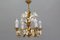 Florentine Gilt Metal Chandelier with White Lily Flowers 2