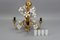 Florentine Gilt Metal Chandelier with White Lily Flowers 16