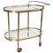 Mid-Century Italian Oval Bar Cart in Brass & Glass, 1950s 1