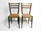 Mid-Century Italian Wooden Dining Chairs with Wicker Cord Seats, Set of 2 2