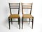 Mid-Century Italian Wooden Dining Chairs with Wicker Cord Seats, Set of 2, Image 2