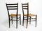 Mid-Century Italian Wooden Dining Chairs with Wicker Cord Seats, Set of 2 4