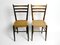 Mid-Century Italian Wooden Dining Chairs with Wicker Cord Seats, Set of 2, Image 3