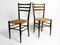Mid-Century Italian Wooden Dining Chairs with Wicker Cord Seats, Set of 2, Image 1