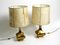 Large Italian Brass Table Lamps Huge Plastic Shades, 1950s, Set of 2 2