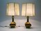 Large Italian Brass Table Lamps Huge Plastic Shades, 1950s, Set of 2 3