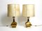 Large Italian Brass Table Lamps Huge Plastic Shades, 1950s, Set of 2, Image 1