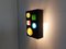 Vintage Black Metal Wall Lamps With Colored Glass, Set of 2 4