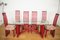 Table et Chaises en Bambou Rouge par Arturo Pozzoli, 1980s, Set de 7 1