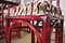 Mesa y sillas de bambú rojo de Arturo Pozzoli, años 80. Juego de 7, Imagen 9