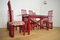 Red Bamboo Table & Chairs by Arturo Pozzoli, 1980s, Set of 7 2