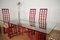 Tavolo e sedie in bambù rosso di Arturo Pozzoli, anni '80, set di 7, Immagine 4