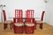 Red Bamboo Table & Chairs by Arturo Pozzoli, 1980s, Set of 7 3