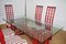 Red Bamboo Table & Chairs by Arturo Pozzoli, 1980s, Set of 7 7