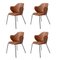 Brown Leather Chairs from by Lassen, Set of 4 2