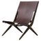 Brown Stained Oak and Brown Leather Saxe Chair from by Lassen 1