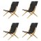 Natural Oiled Oak and Black Leather Saxe Chairs from by Lassen, Set of 4 1