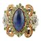 14K White and Rose Gold Ring with Diamonds and Blue Sapphires, Image 1