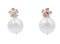 14K Rose Gold Stud Earrings with White Pearls, Rubies and Diamonds 4