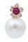 14K Rose Gold Stud Earrings with White Pearls, Rubies and Diamonds 3
